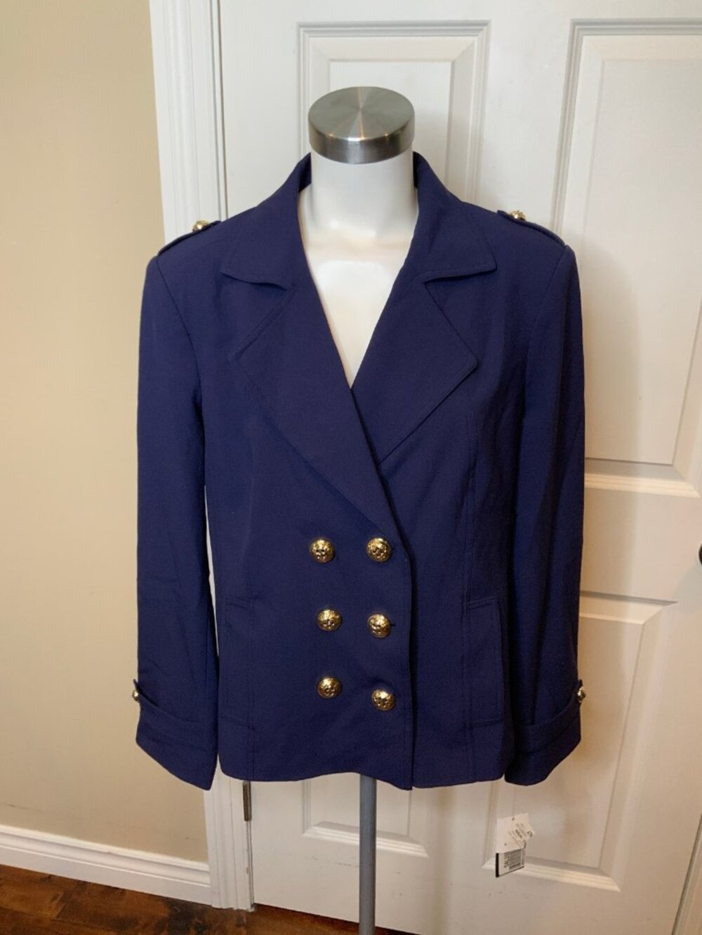 Tahari ASL Dark Blue Sailor Peacoat Jacket, Size 16, NWT! $169, Size 16